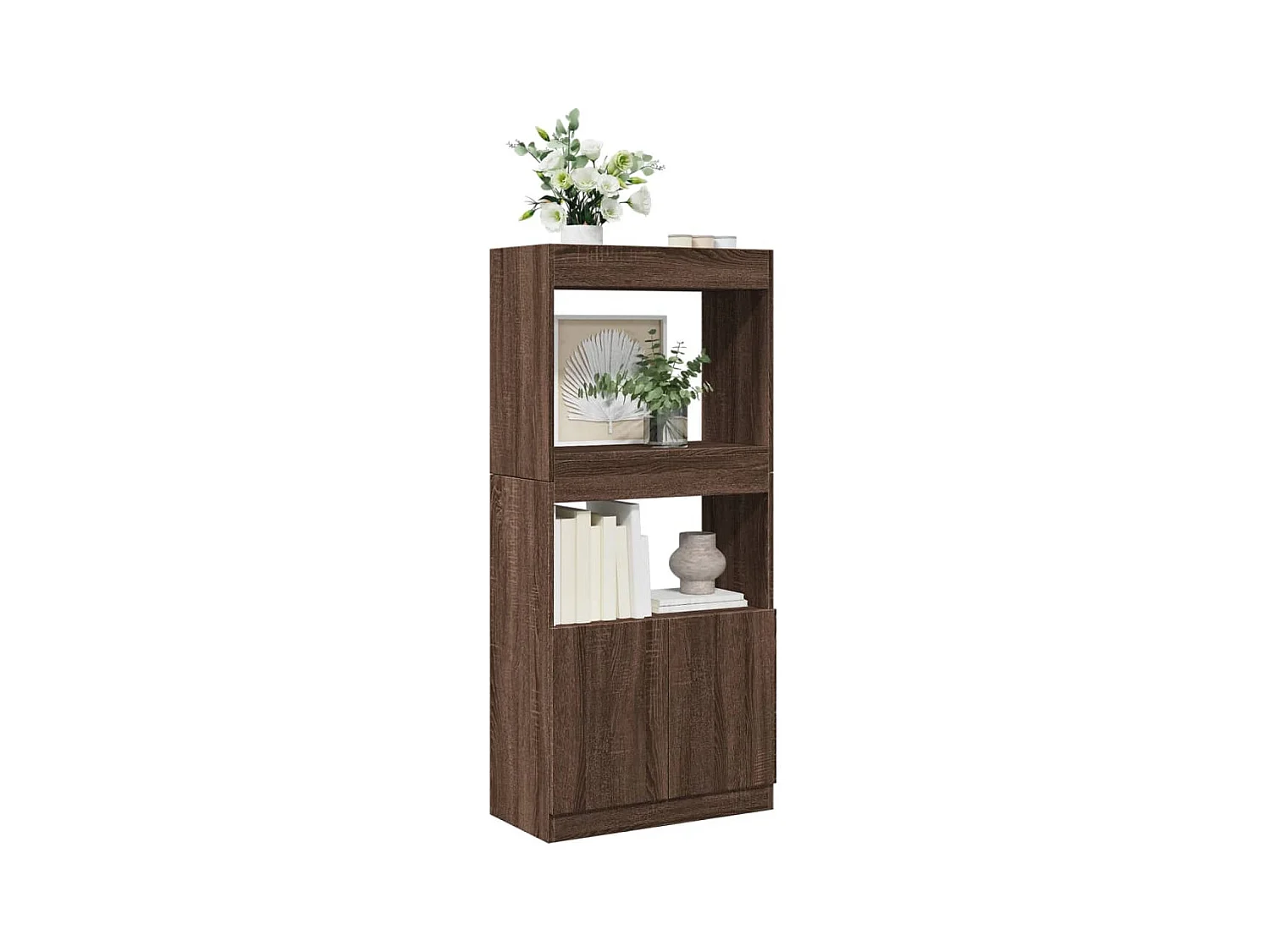 Aparador de madera de ingeniería marrón roble 63x33x140 cm