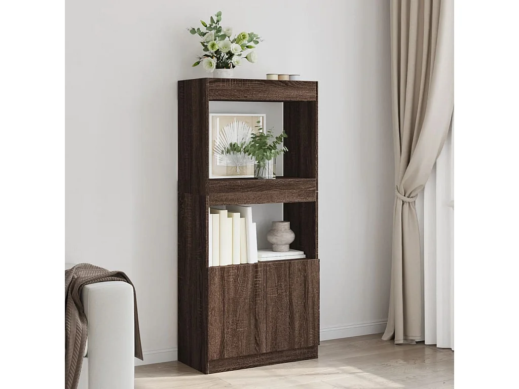 Aparador de madera de ingeniería marrón roble 63x33x140 cm