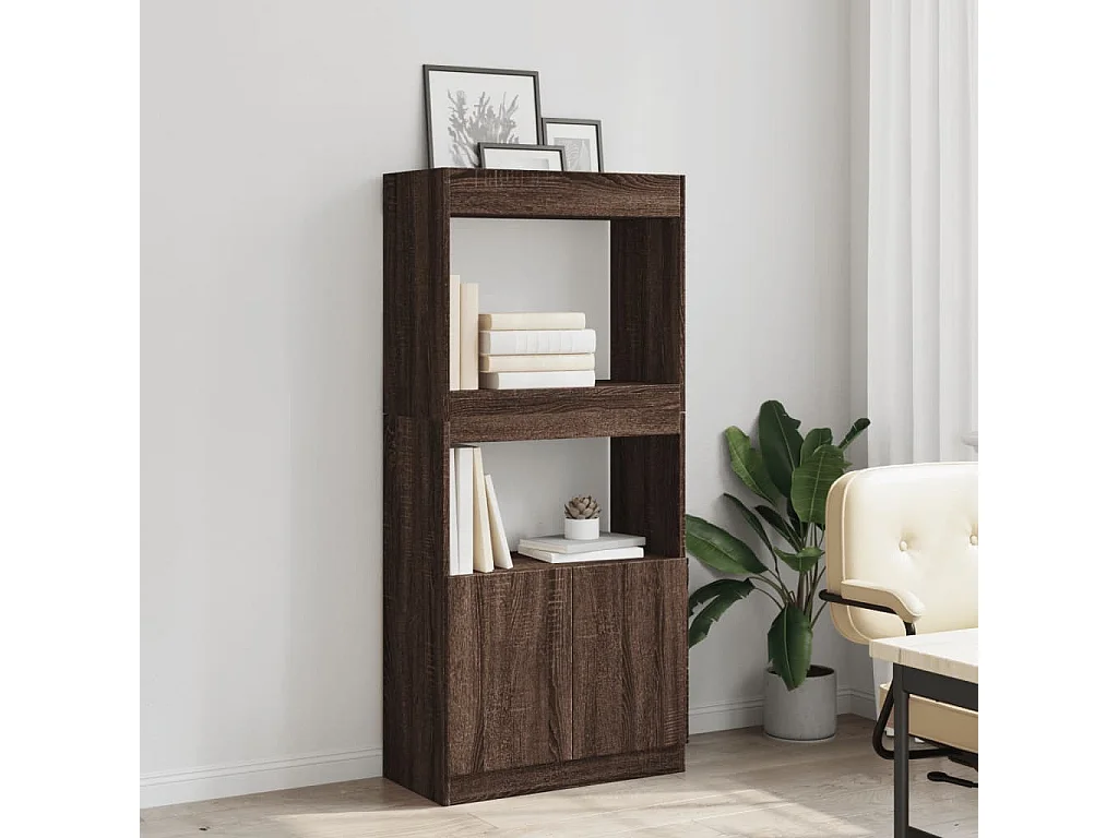 Aparador de madera de ingeniería marrón roble 63x33x140 cm