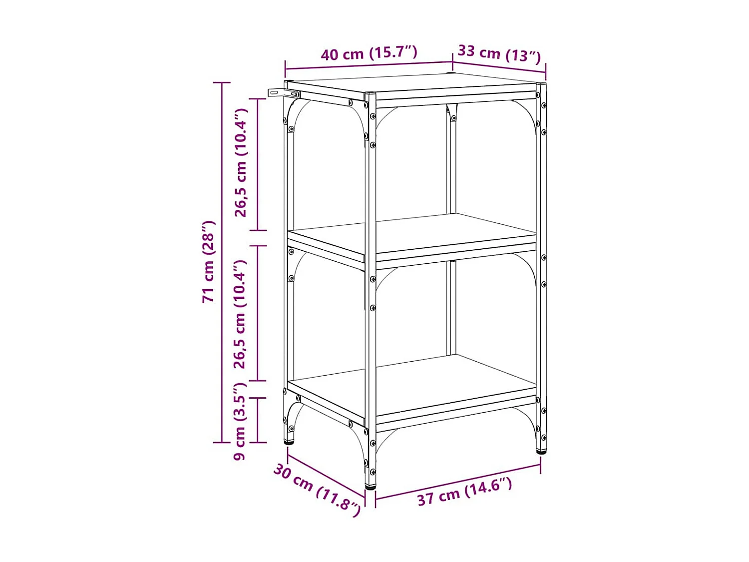 Bibliothèque Chêne noir 40 x 33 x 71 cm Bois d'ingénierie