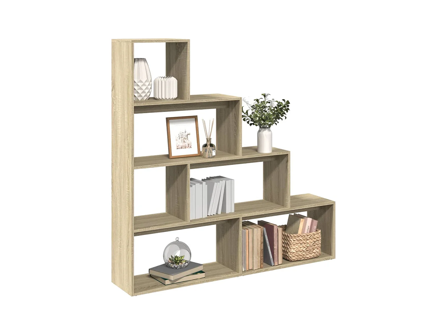 Bibliothèque séparatrice de pièce 4 niveaux chêne sonoma