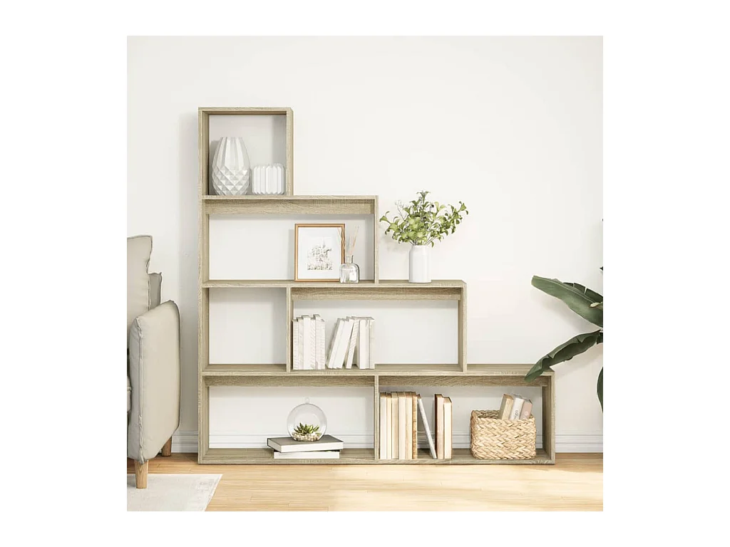 Bibliothèque séparatrice de pièce 4 niveaux chêne sonoma