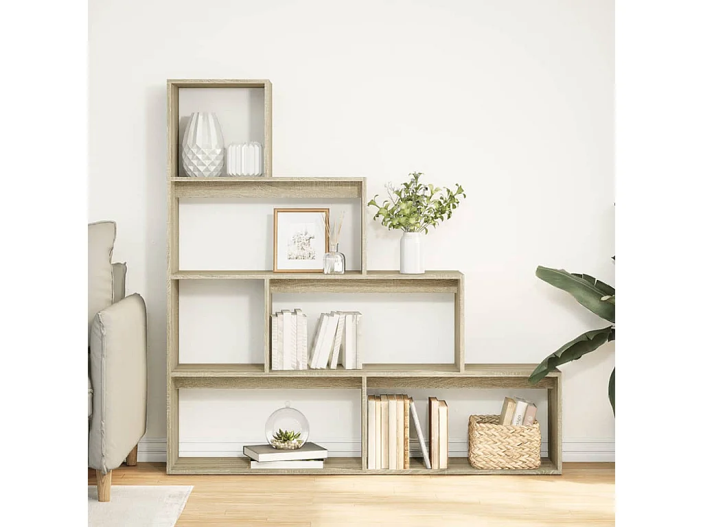 Bibliothèque séparatrice de pièce 4 niveaux chêne sonoma