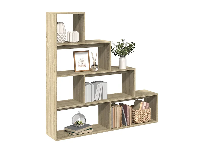 Bibliothèque séparatrice de pièce 4 niveaux chêne sonoma