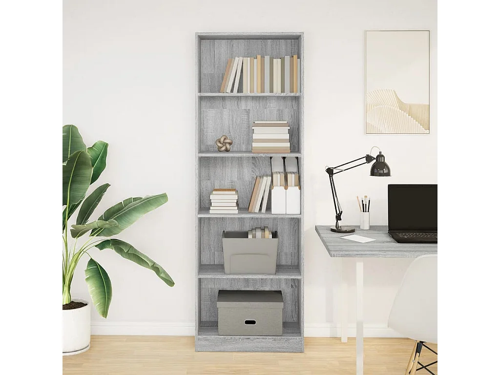 Bibliothèque sonoma gris 60x24x176 cm bois d'ingénierie