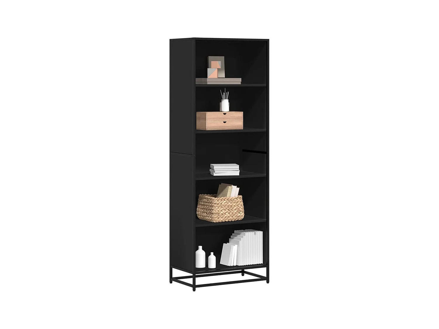 Bibliothèque noir 60x35x170,5 cm bois d'ingénierie