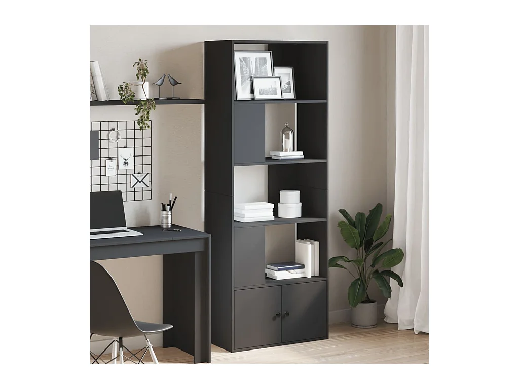 Estantería de madera de ingeniería negra 70x36x189 cm