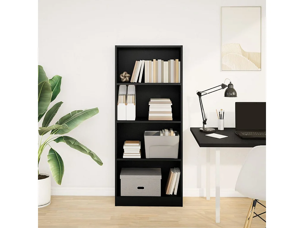 Bibliothèque noir 60x24x143 cm bois d'ingénierie