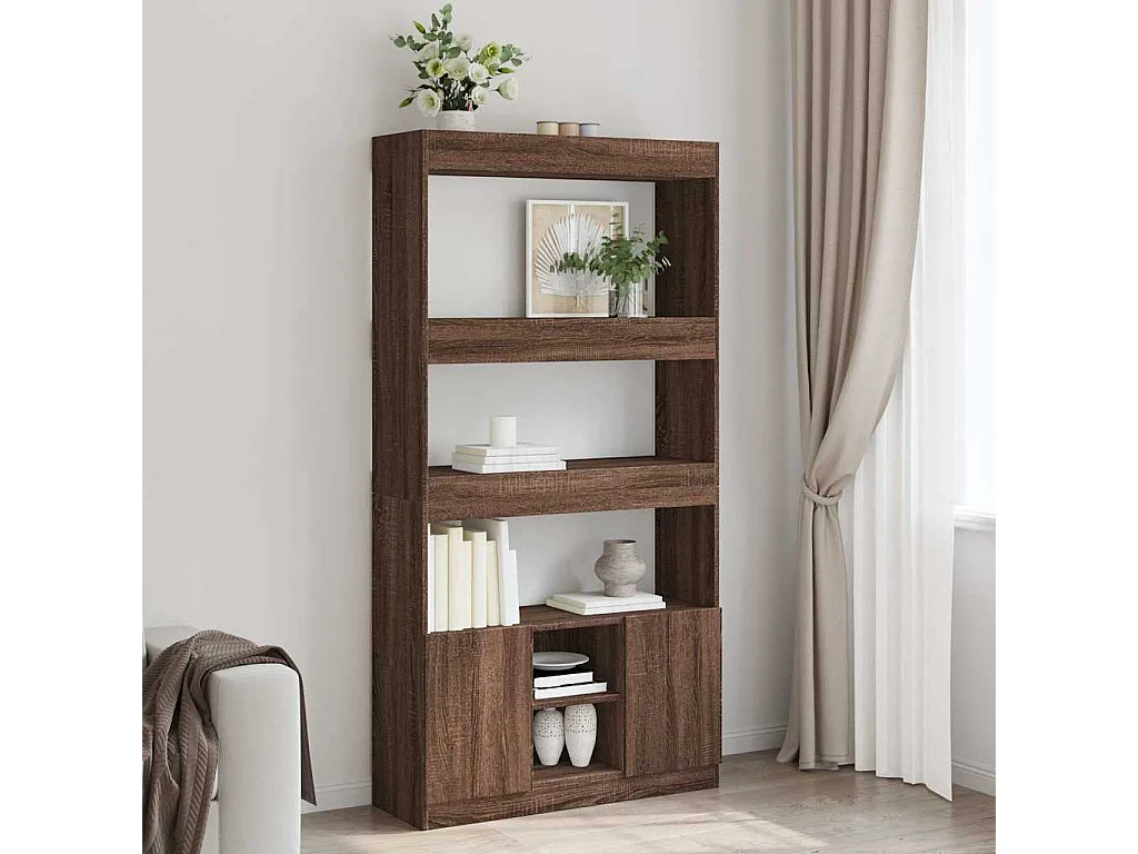 Bibliothèque chêne marron 92x33x180 cm bois d'ingénierie