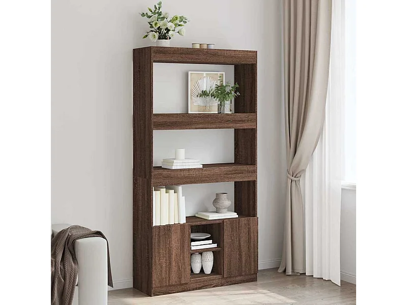 Aparador alto madera de ingeniería roble marrón 92x33x180 cm