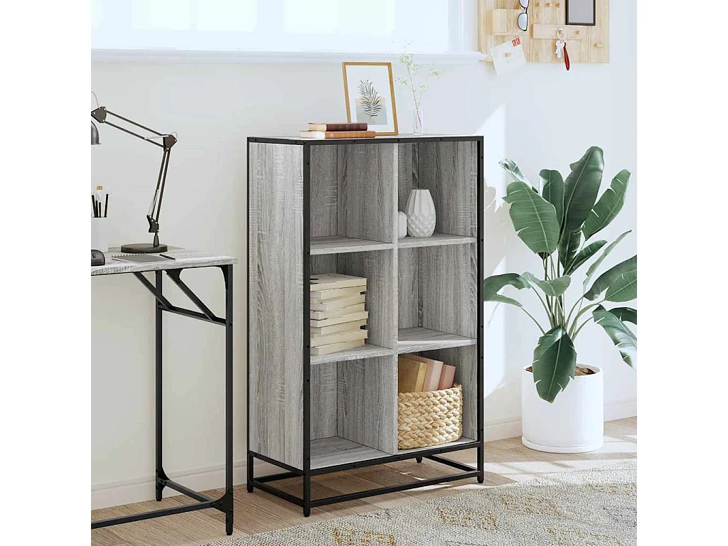 Estantería madera de ingeniería gris sonoma 65,5x33x107,5 cm