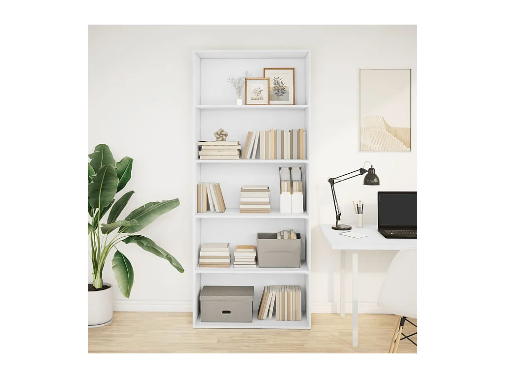 Bibliothèque blanc 80x30x189 cm bois d'ingénierie