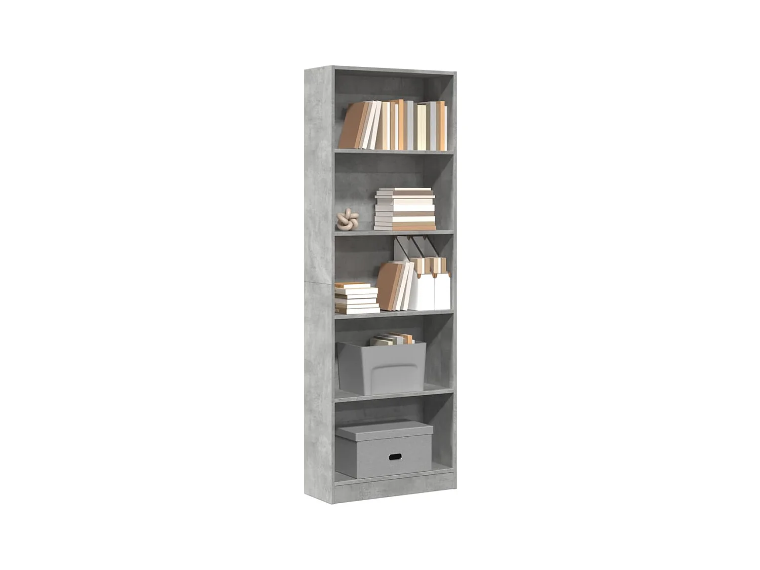 Estantería de madera de ingeniería gris hormigón 60x24x176 cm