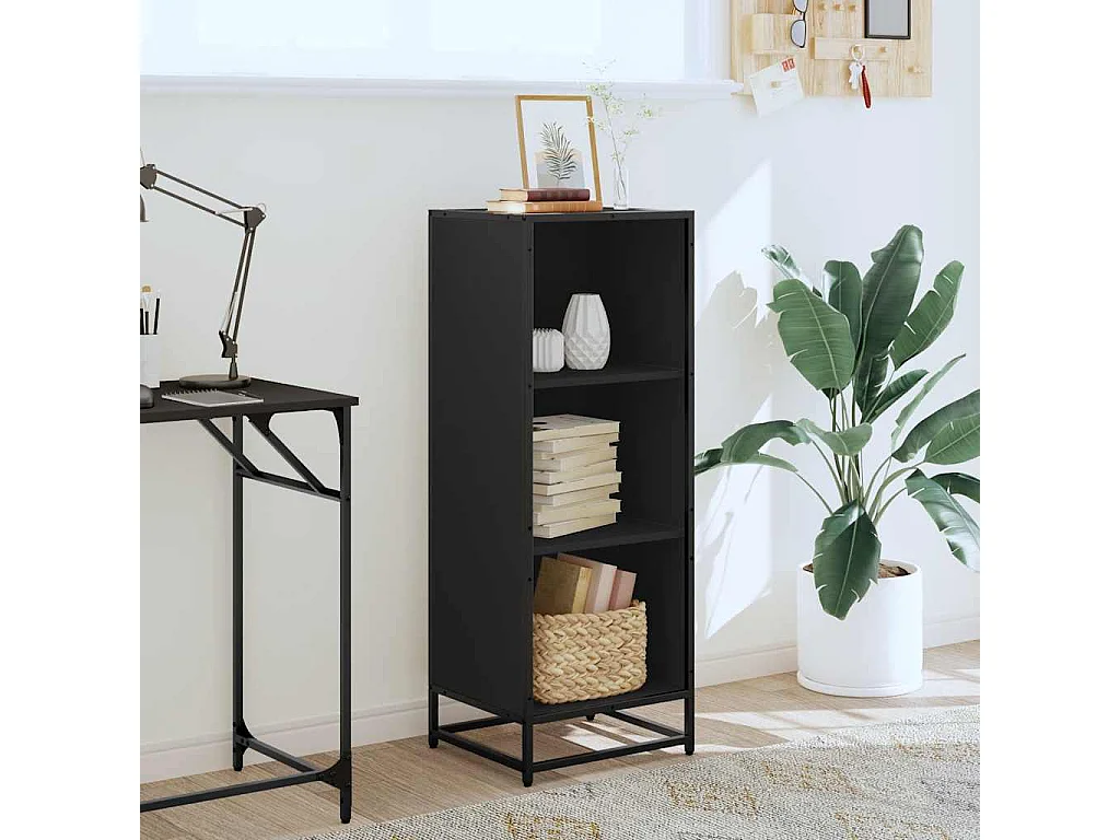 Bibliothèque noir 40x35x107,5 cm bois d'ingénierie