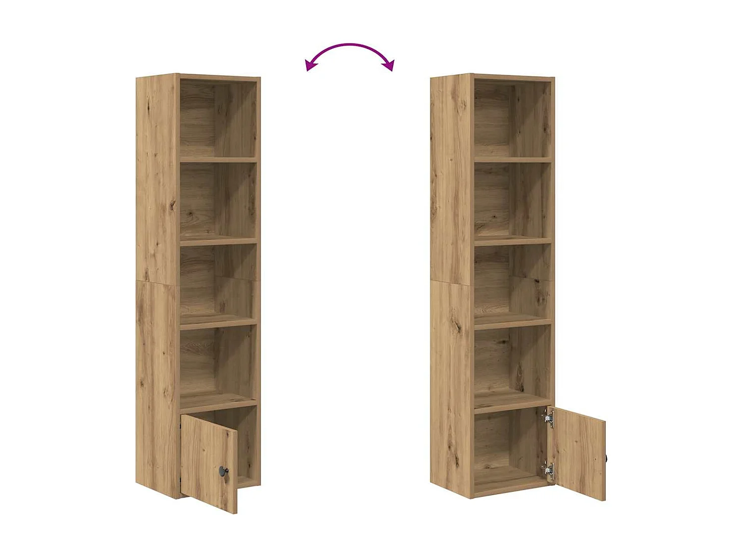 Bibliothèque chêne artisanal 31x24x127 cm bois d'ingénierie