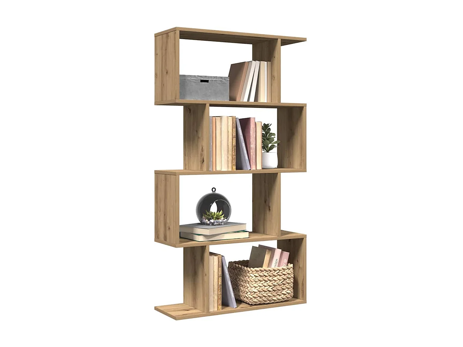 Bibliothèque séparatrice de pièce à 4 niveaux chêne artisanal