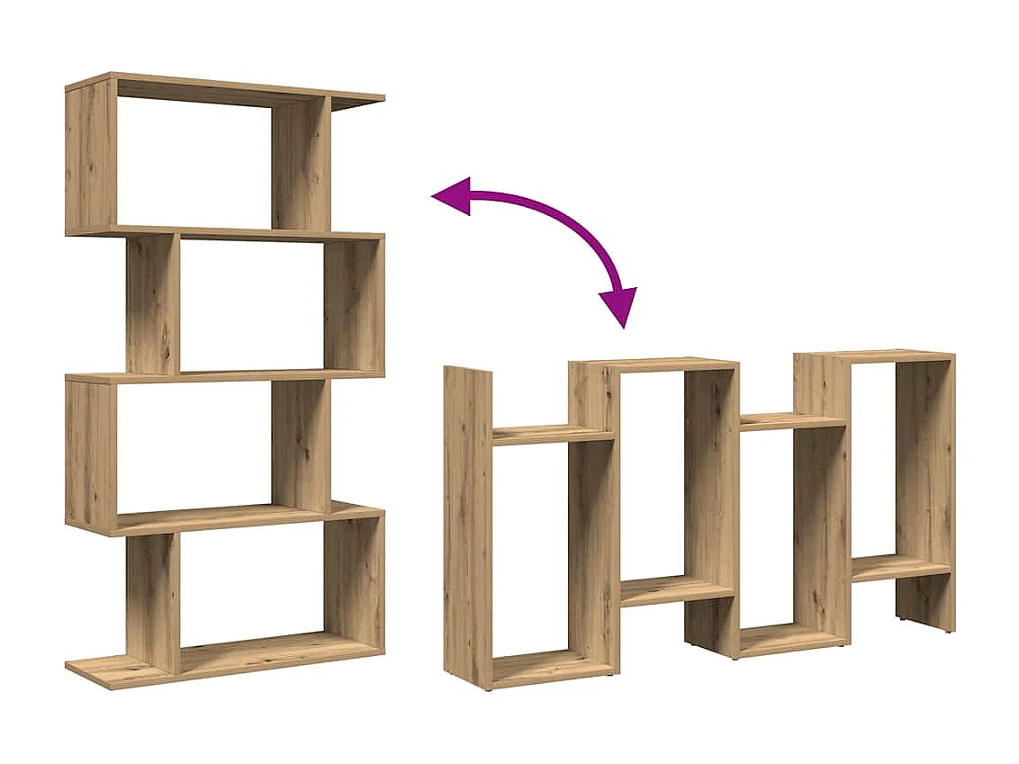 Bibliothèque séparatrice de pièce à 4 niveaux chêne artisanal