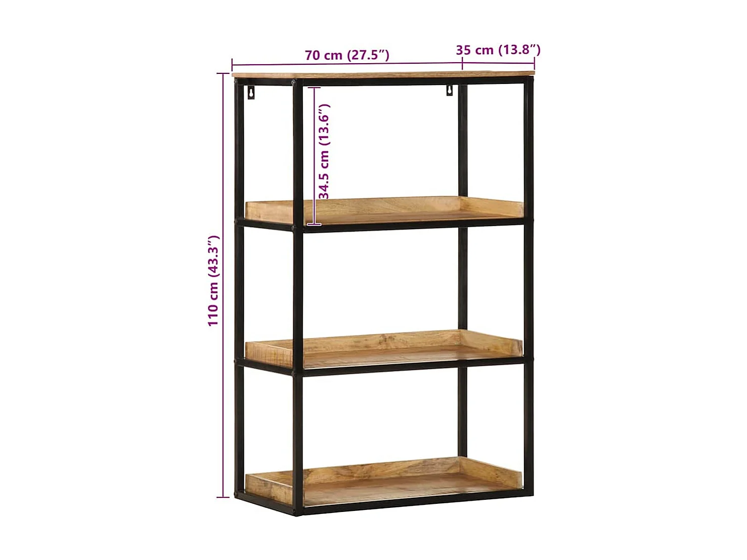 Bibliothèque Marron 70 x 35 x 110 cm Bois de manguier massif