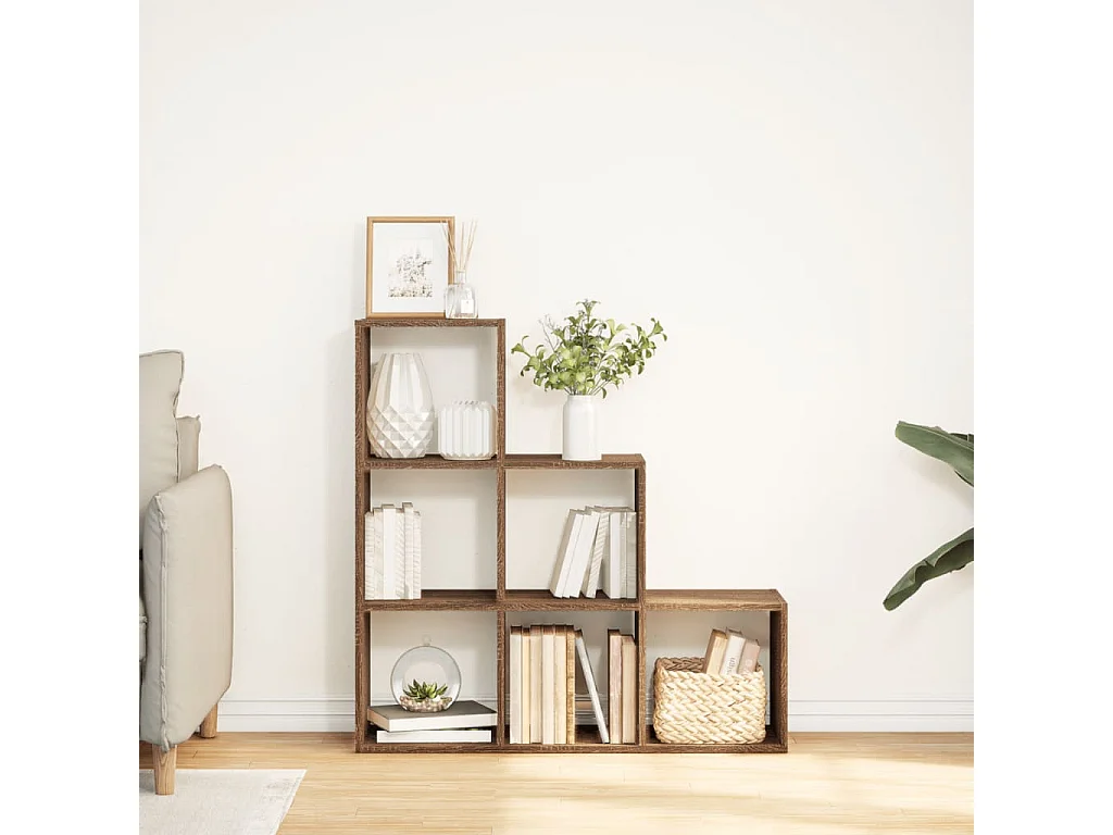 Bibliothèque séparatrice de pièce 3 niveaux chêne marron 99x29x99 cm