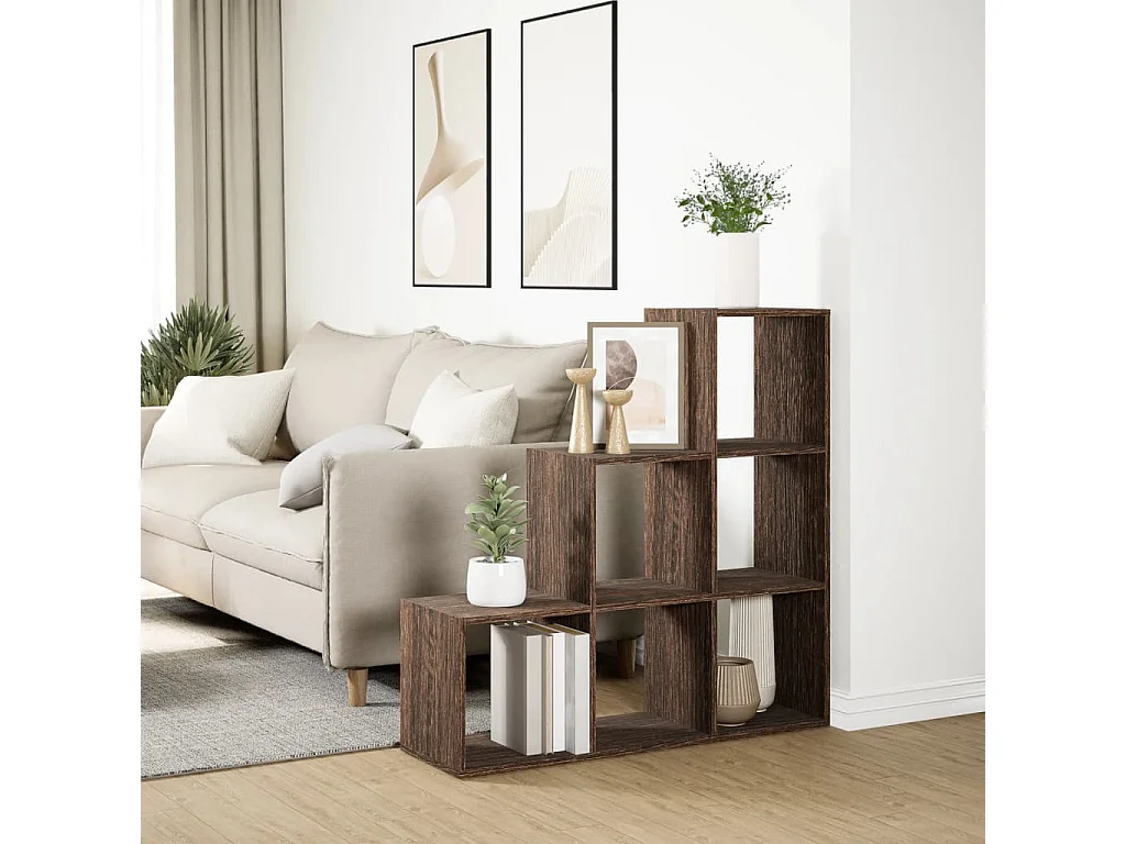 Bibliothèque séparatrice de pièce 3 niveaux chêne marron 99x29x99 cm