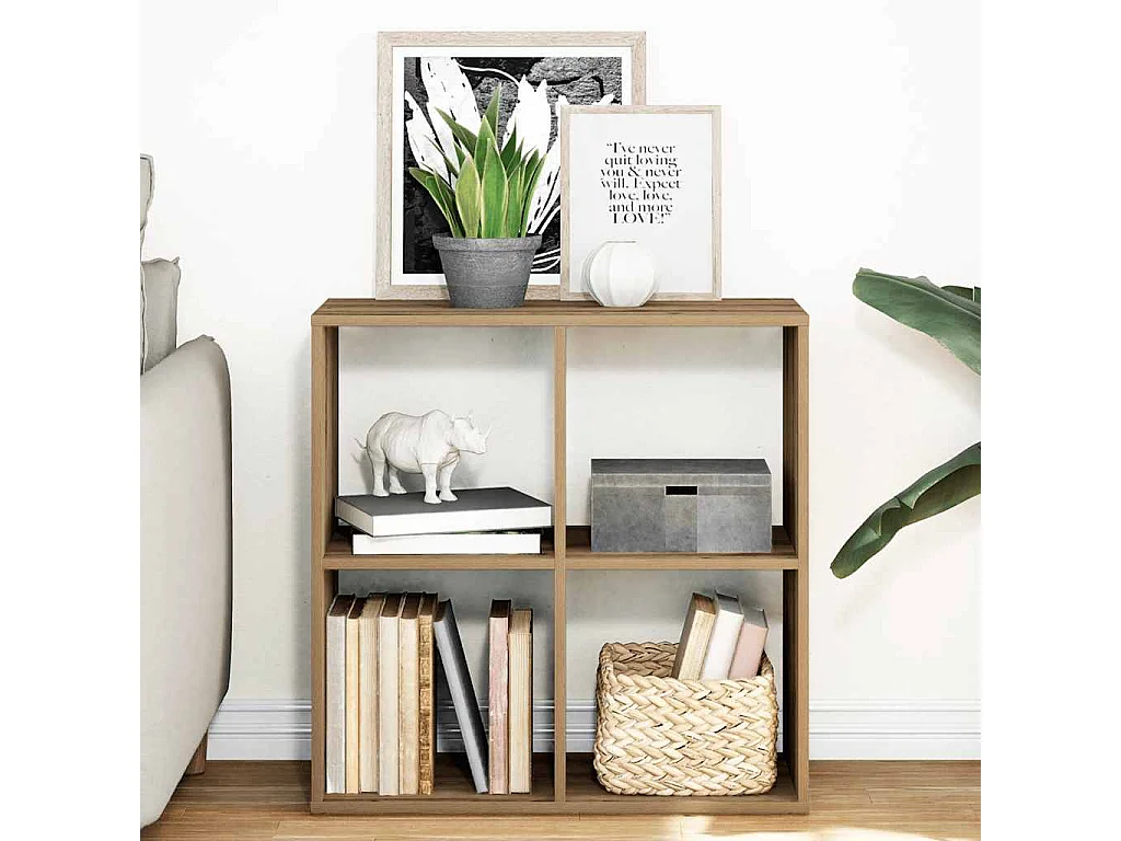 Bibliothèque séparatrice de pièce chêne artisanal 69,5x29x69,5 cm