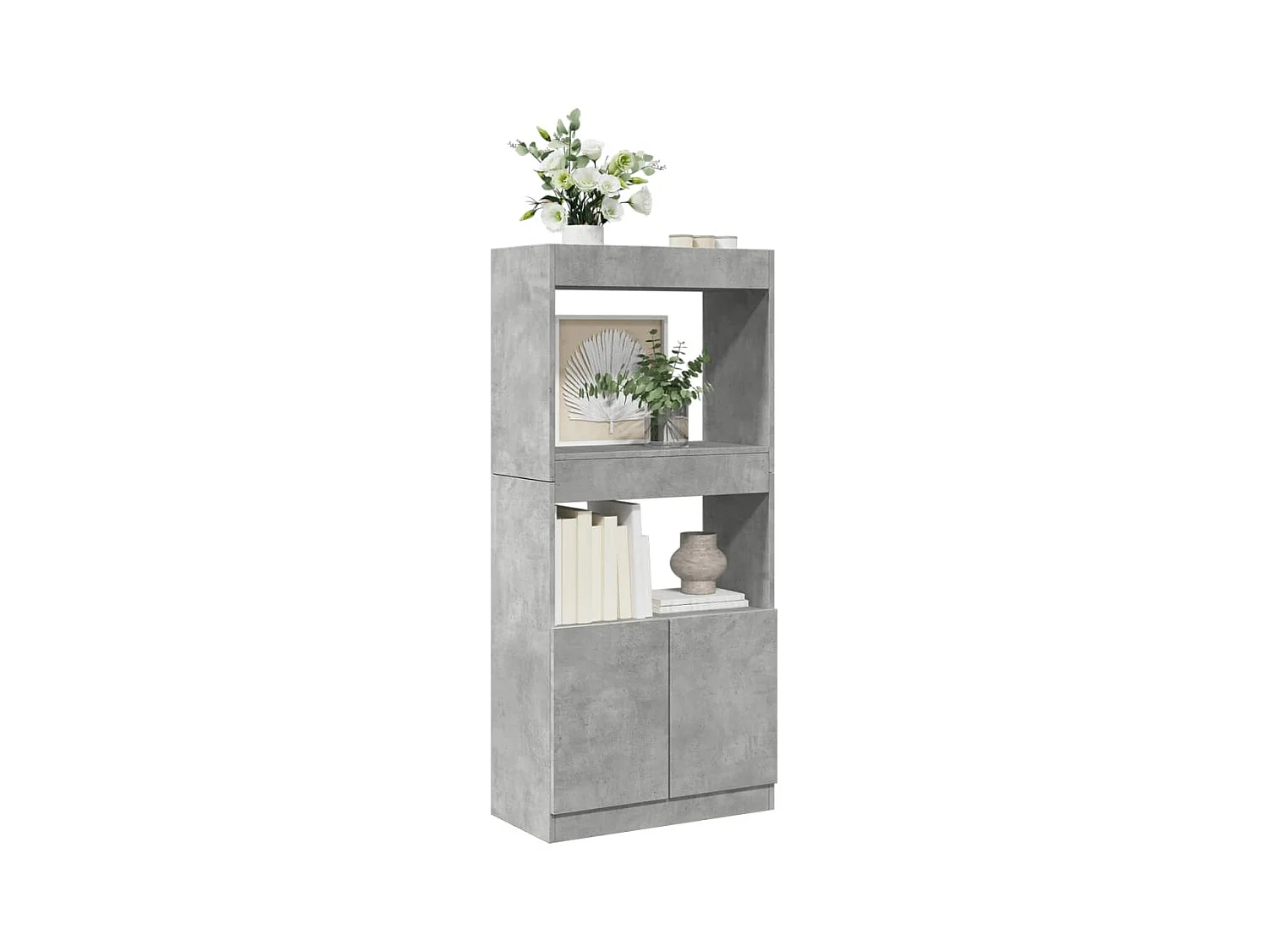 Aparador de madera de ingeniería gris hormigón 63x33x140 cm