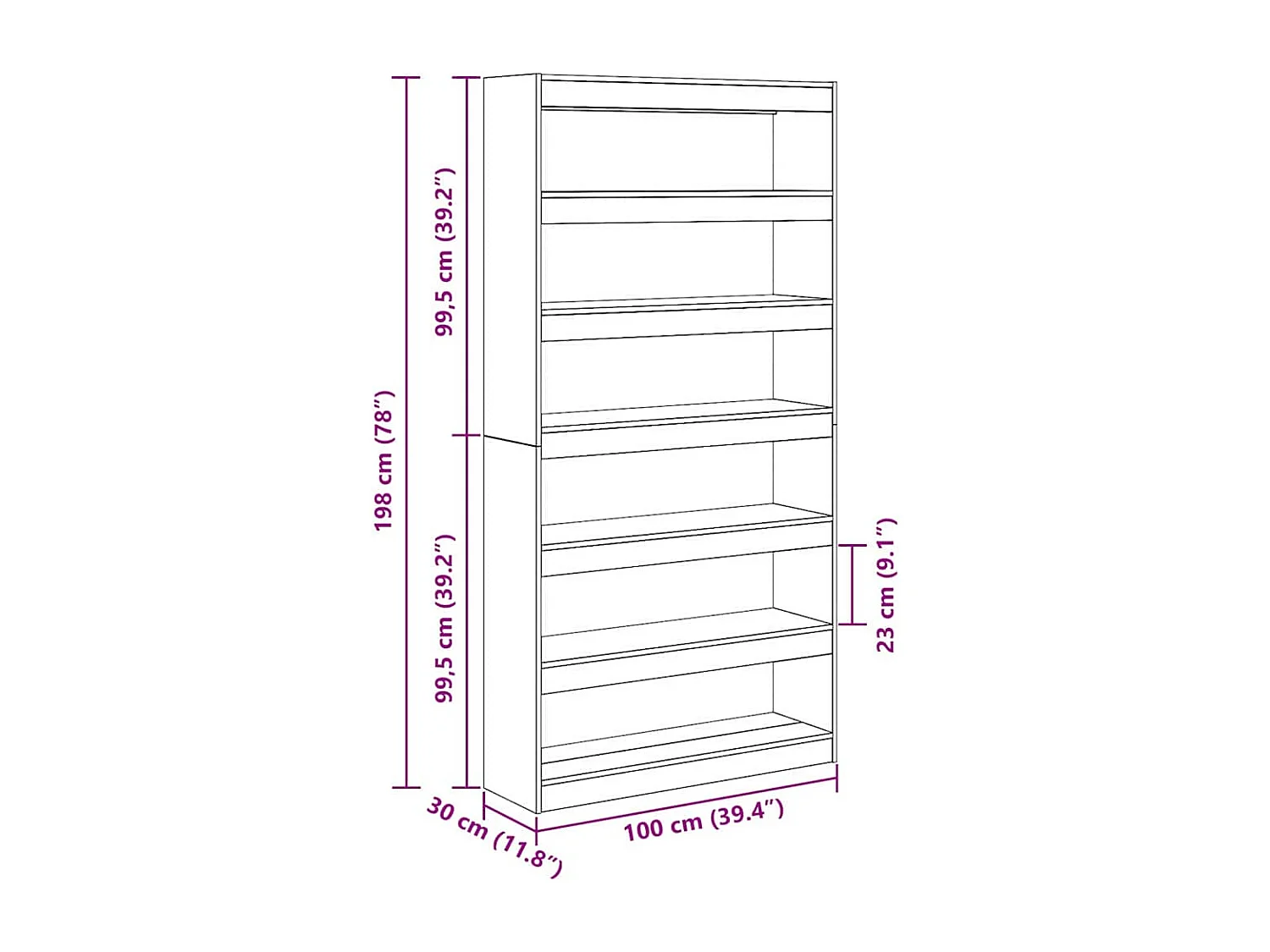 Bibliothèque Sonoma gris 100 x 30 x 198 cm Bois d'ingénierie