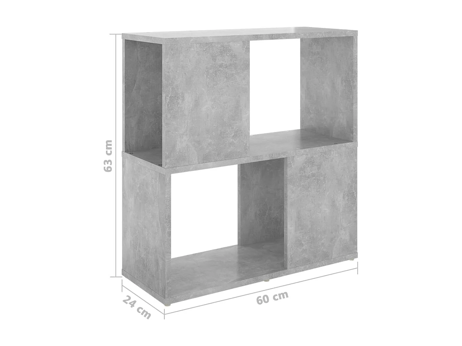 Boekenkast 60x24x63 cm bewerkt hout betongrijs