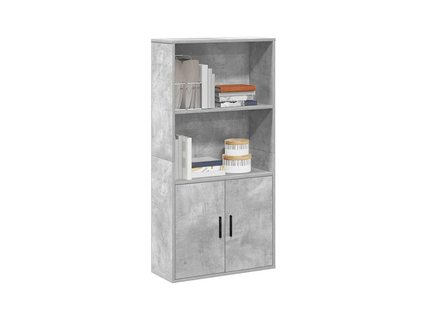 Estantería de madera de ingeniería gris hormigón 60x24x120 cm