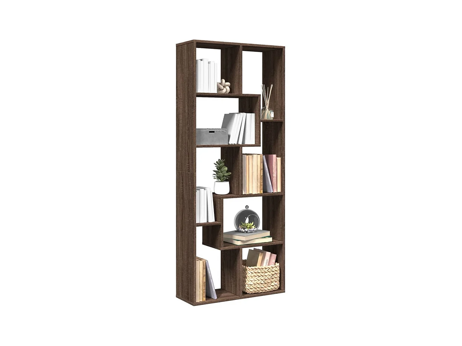 Bibliothèque séparatrice de pièce chêne marron 67x25x161,5 cm