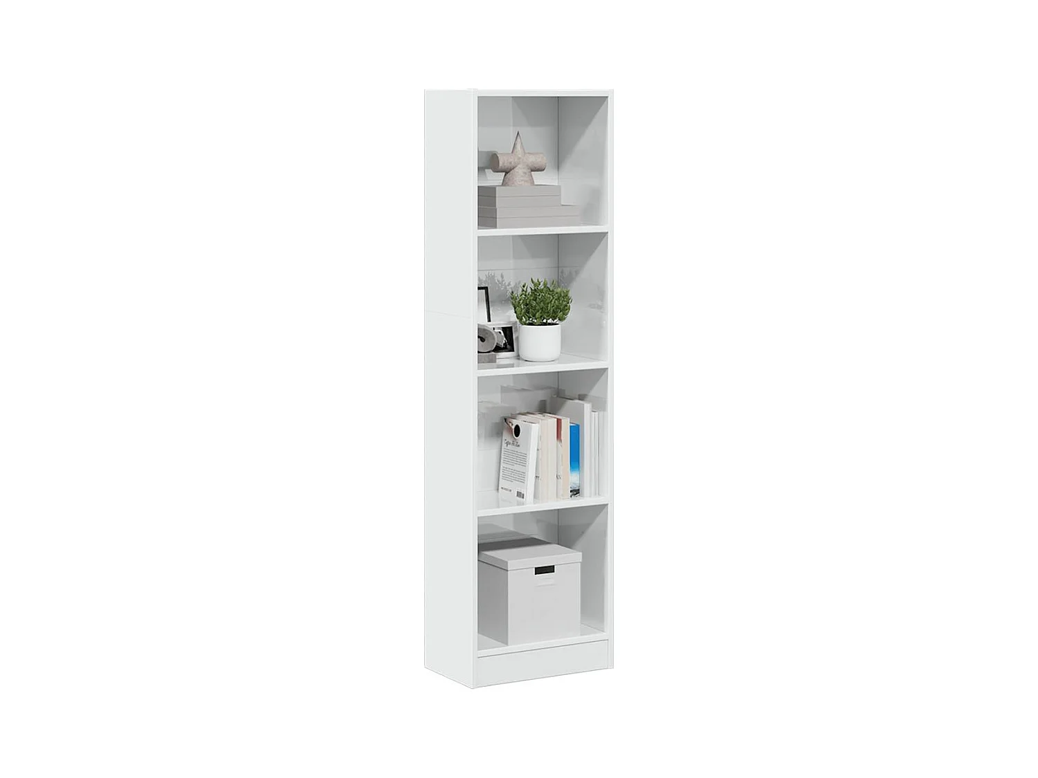 Estantería madera de ingeniería blanco brillo 40x24x143 cm