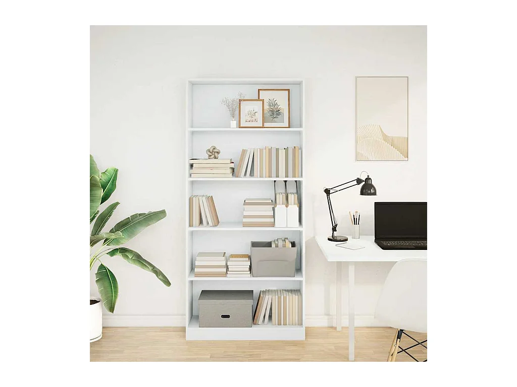 Bibliothèque blanc 80x24x176 cm bois d'ingénierie