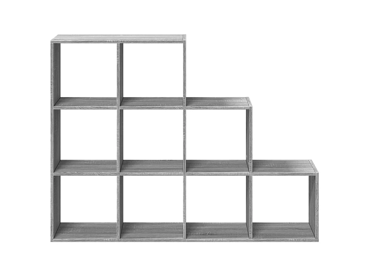 Librería divisora 3 niveles madera gris Sonoma 137,5x29x103,5cm