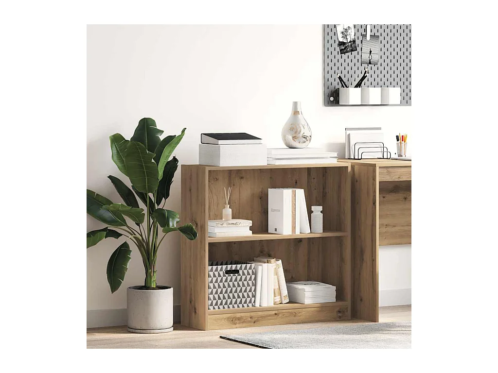 Bibliothèque chêne artisanal 80x24x76 cm bois d'ingénierie