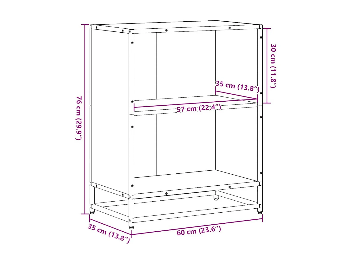 Bibliothèque chêne marron 60x35x76 cm bois d'ingénierie
