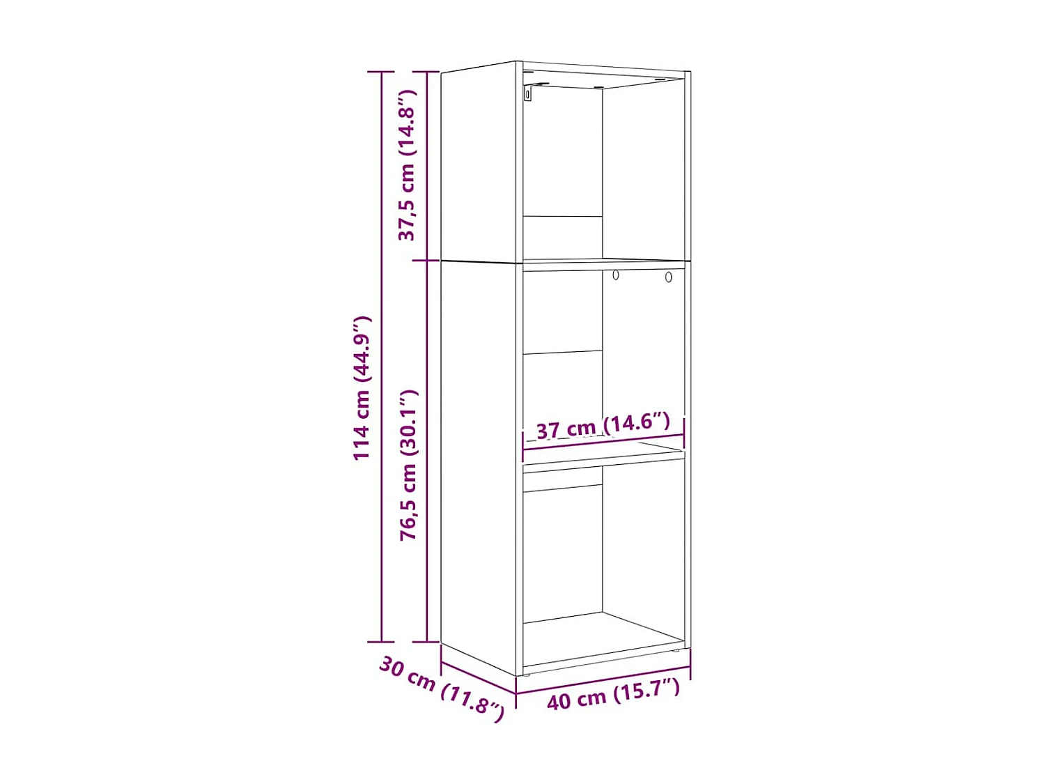 Bibliothèque Chêne noir 40 x 30 x 114 cm Bois d'ingénierie