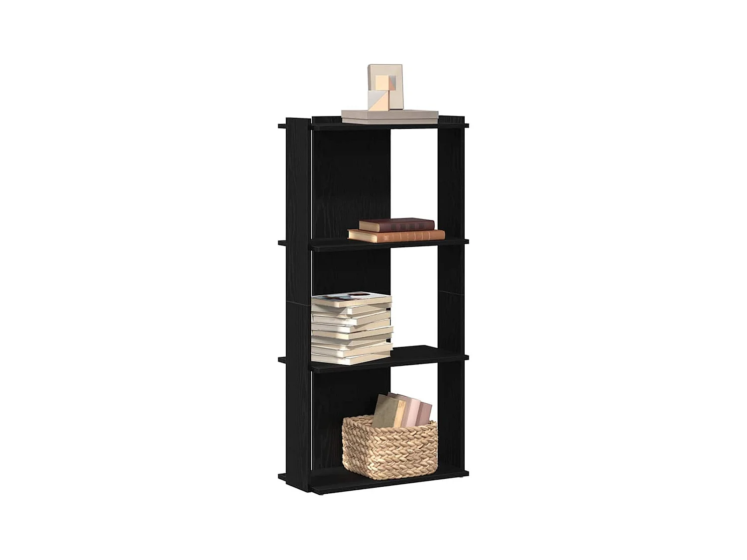 Bibliothèque à 3 niveaux noir 60x30x120 cm bois d'ingénierie