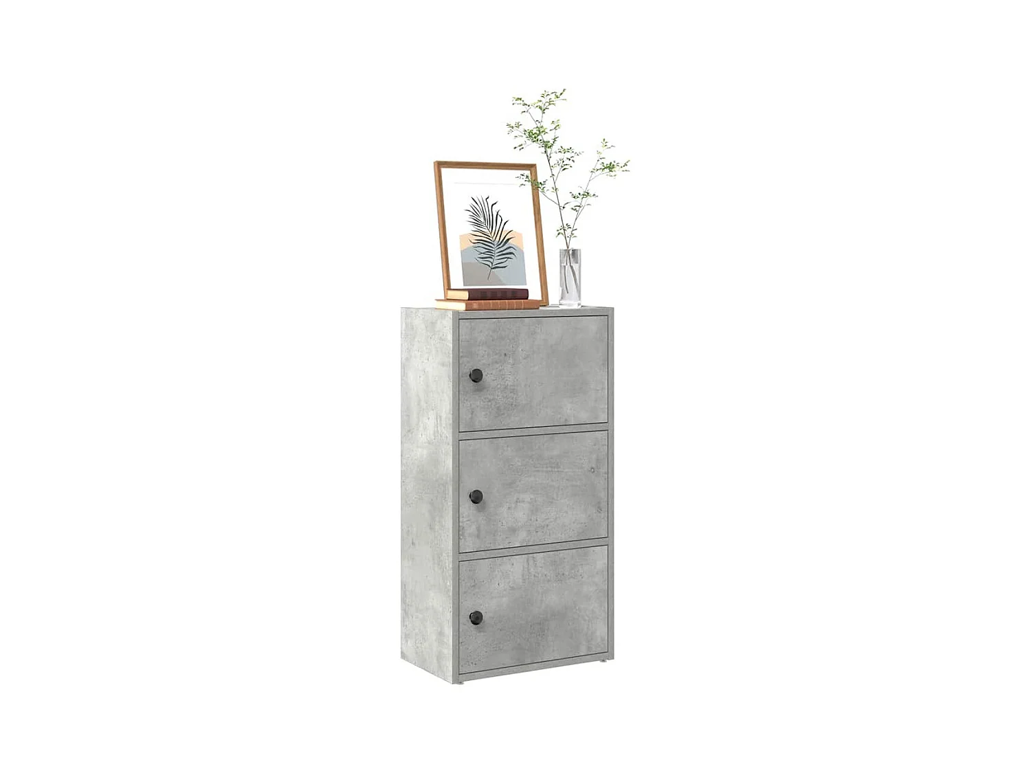 Estantería de madera de ingeniería gris hormigón 40x24x77 cm