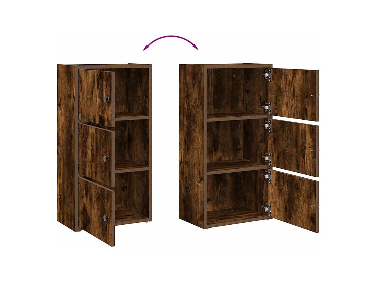 Bibliothèque chêne fumé 40x24x77 cm bois d'ingénierie