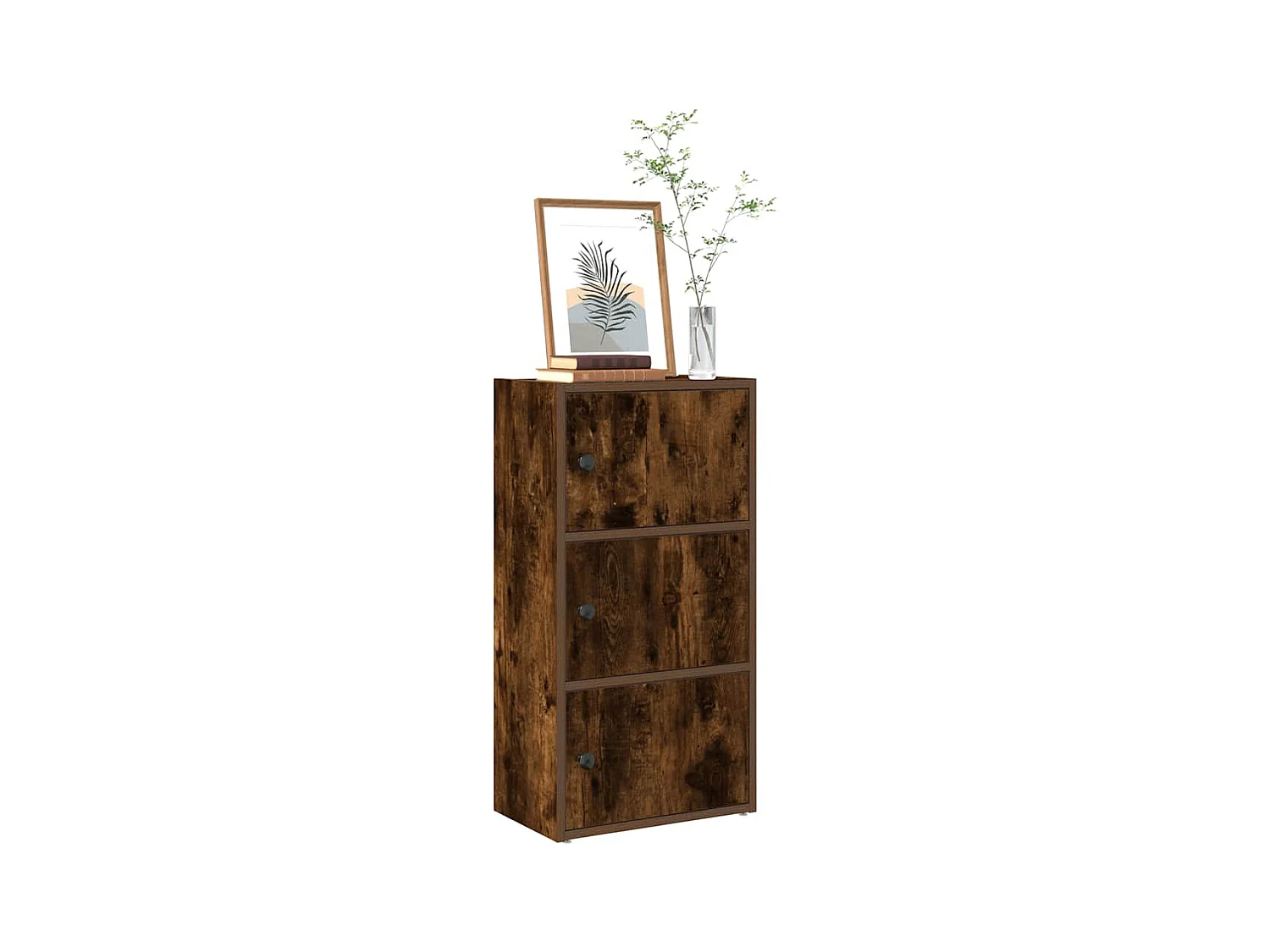 Bibliothèque chêne fumé 40x24x77 cm bois d'ingénierie