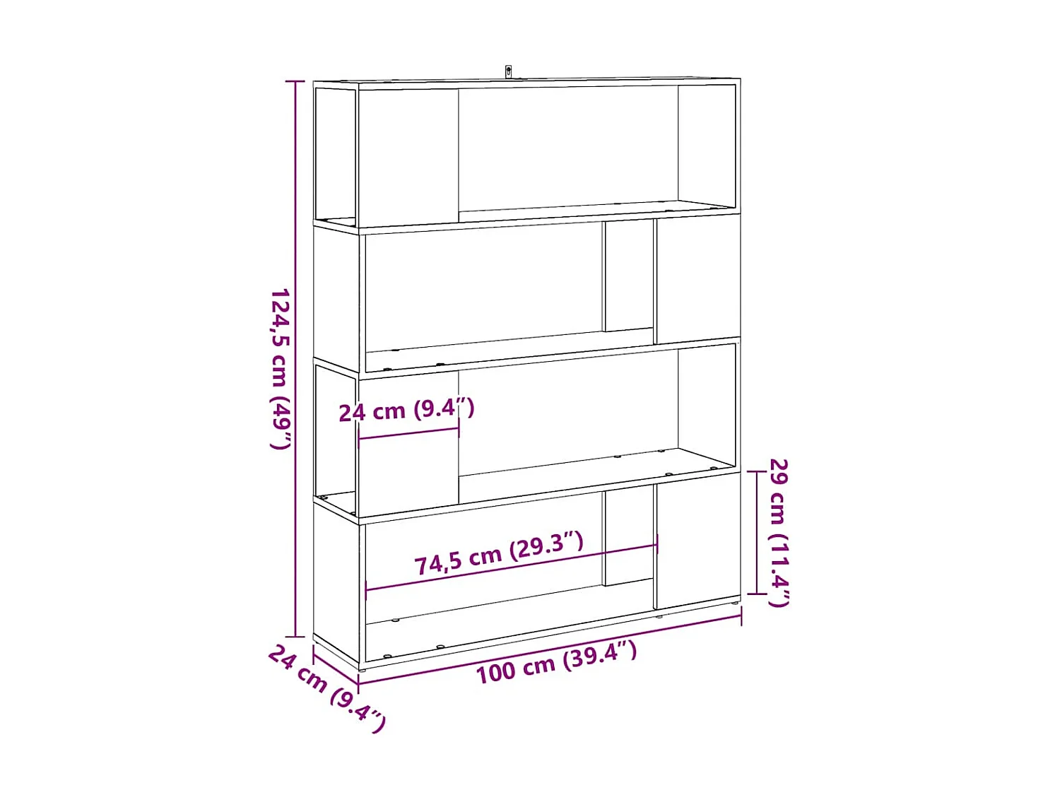 Estantería/divisor de espacios roble artisan 100x24x124,5 cm