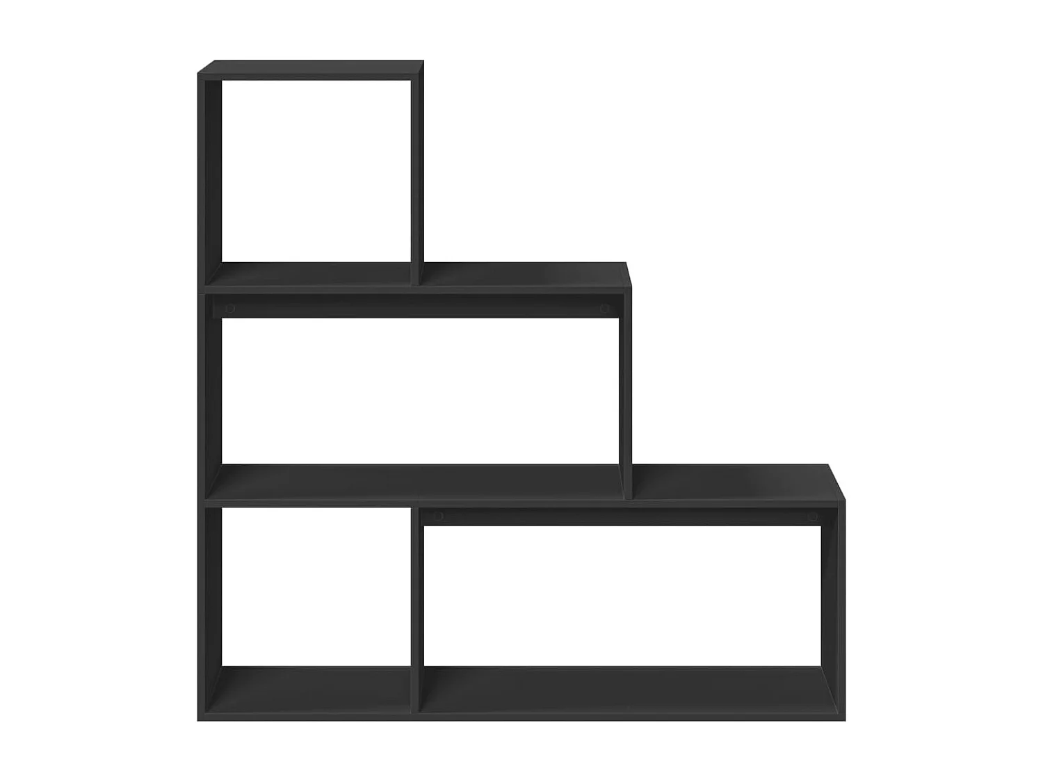 Bibliothèque séparatrice de pièce à 3 niveaux noir 123x29x123 cm