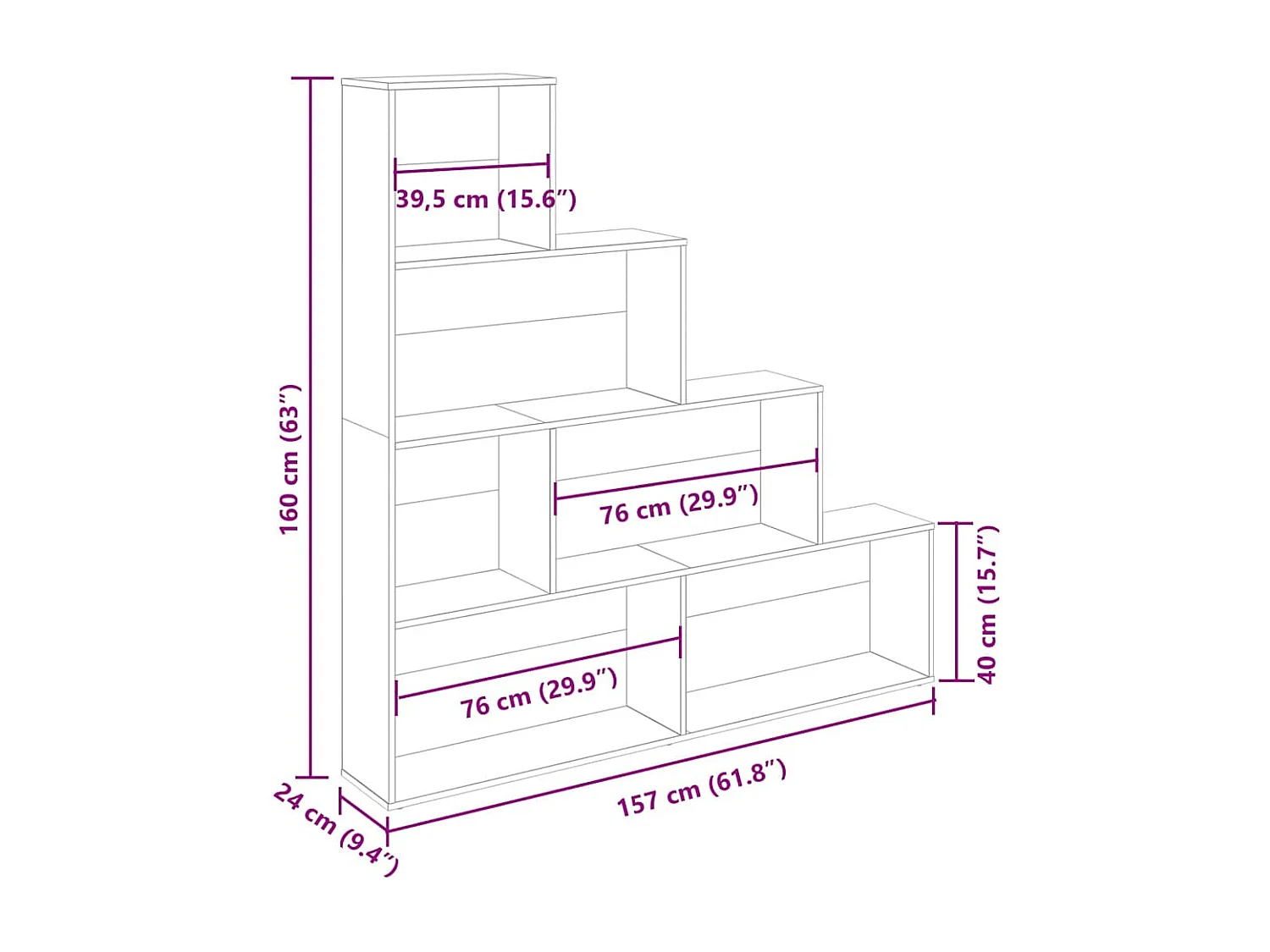 Bibliothèque chêne artisanal 157x24x160 cm bois d'ingénierie