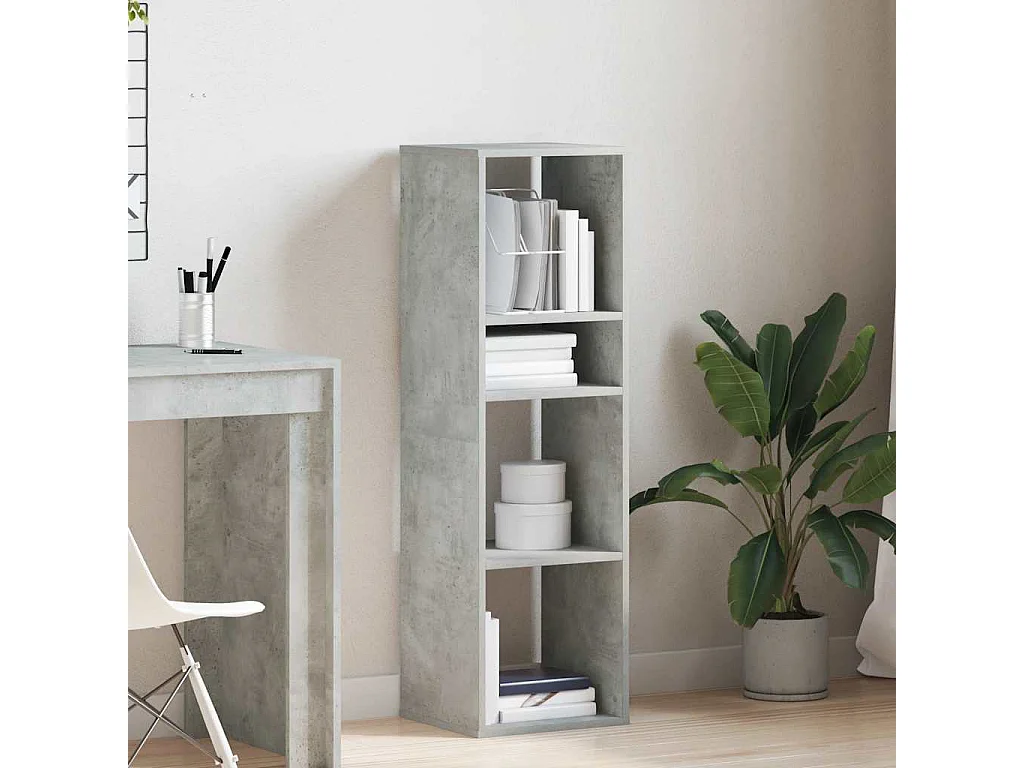 Bibliothèque gris béton 34x31x112 cm bois d'ingénierie