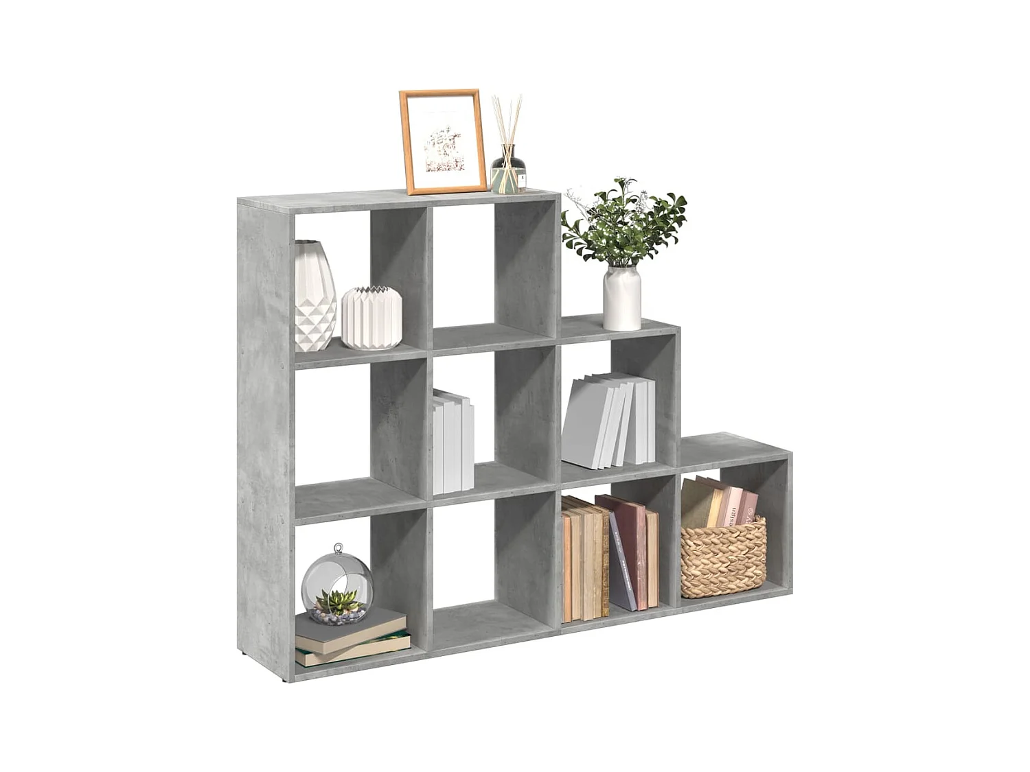 Librería divisora 3 niveles madera gris 137,5x29x103,5 cm