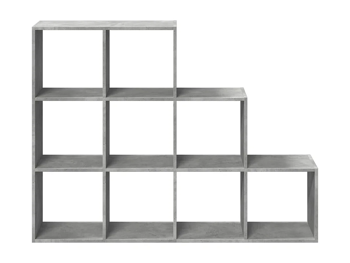 Bibliothèque séparatrice de pièce à 3 niveaux gris béton