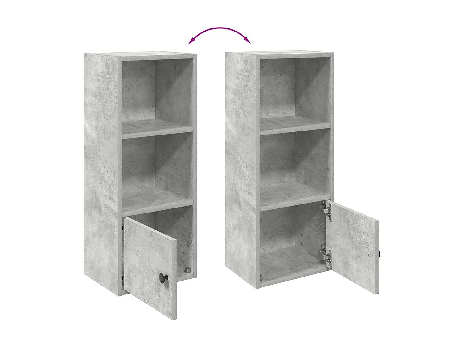 Bibliothèque gris béton 31x24x77 cm bois d'ingénierie