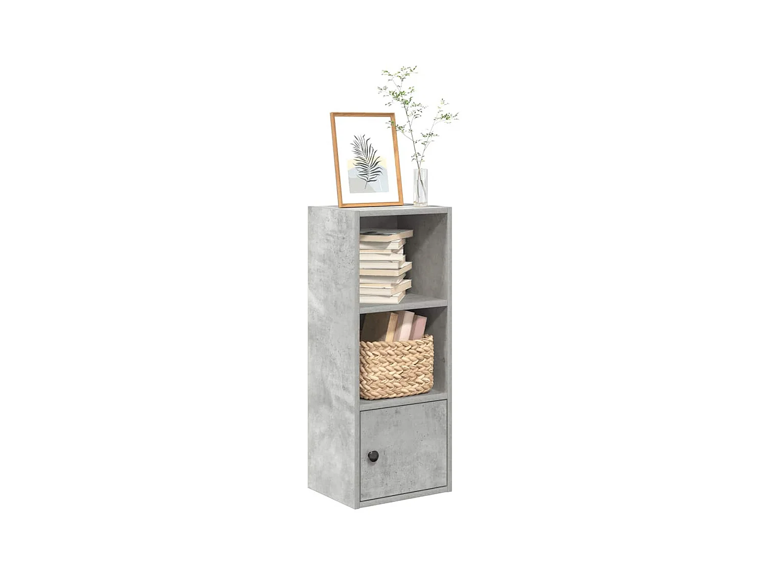 Estantería de madera de ingeniería gris hormigón 31x24x77 cm