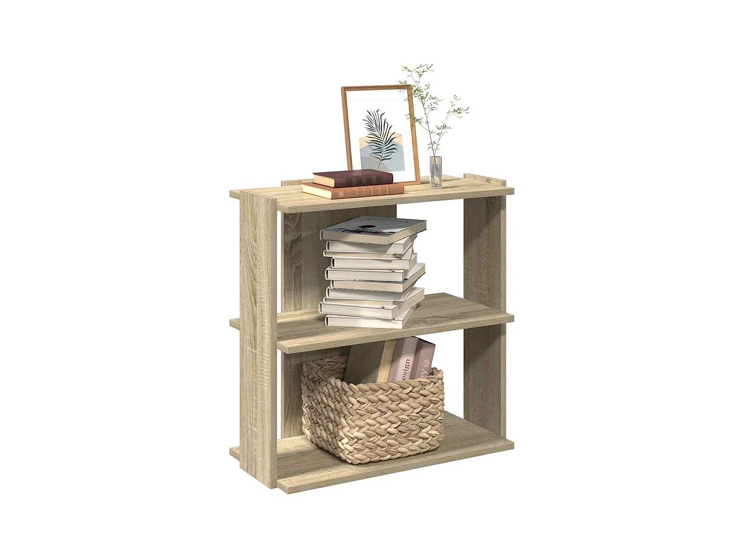 Librería 3 estantes madera ingeniería roble Sonoma 60x30x60 cm