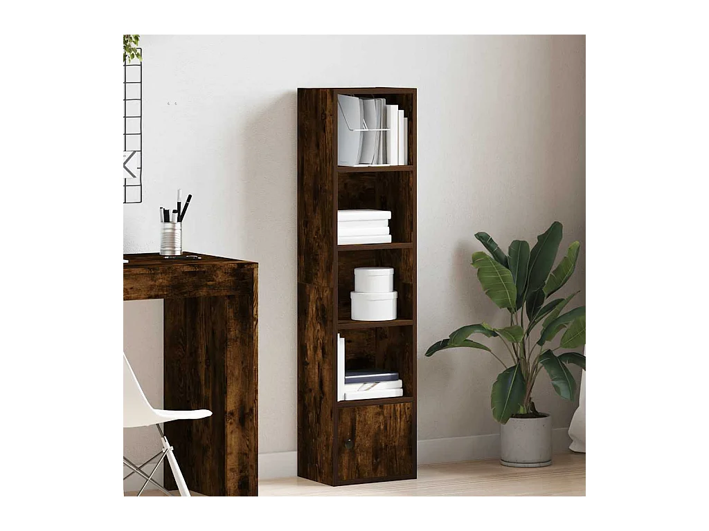 Bibliothèque chêne fumé 31x24x127 cm bois d'ingénierie